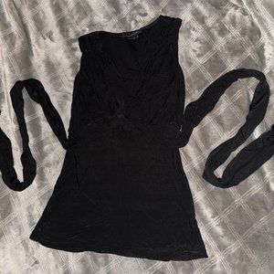BCBG MaxAzria Belted Deep V Neck